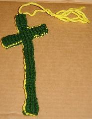 double knit cross shaped bookmark