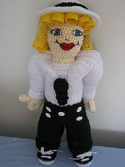 Doll with plastic spring curls