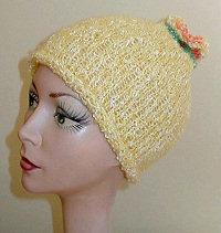 Flower Top Knit Chemo Cap