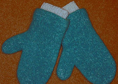 Felted Wool and Mohair Mittens With Inside Cuff