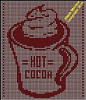 Hot Cocoa Chocolate Filet Crochet Curtain Wall Hanging Chart Graph