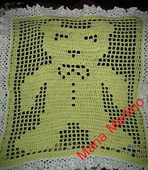 Lemony Crochet Teddy Bear Baby Afghan Crib Blanket in the Filet Extended Double Crochet Stitch Graph Chart