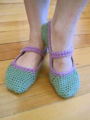 Crocheted Mary-Jane slippers