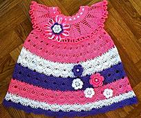 Colorful Shell -Pattern Dress with 3D Flowers