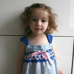 crochet and fabric vintage baby / girl dress (68) from 3 months to 6 years